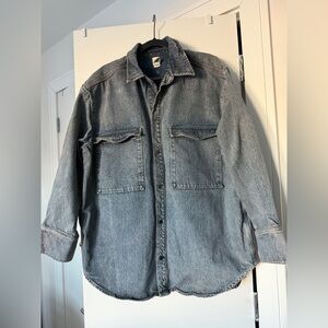H&M Women’s 100% Cotton Blue Denim Shirt Jacket Shacket XL